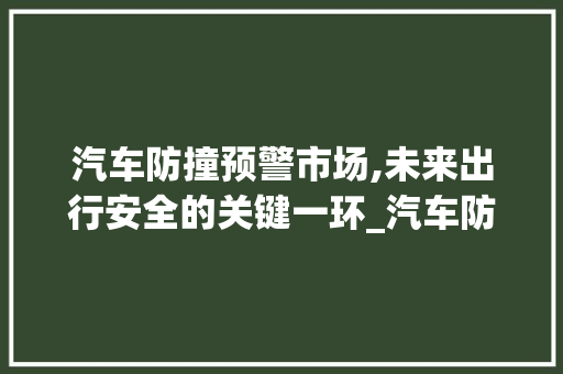 汽车防撞预警市场,未来出行安全的关键一环_汽车防撞预警市场趋势 汽车防撞预警市场,未来出行安全的关键一环_汽车防撞预警市场趋势