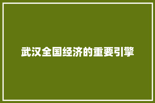 武汉全国经济的重要引擎 武汉全国经济的重要引擎