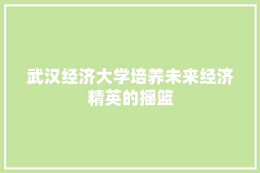 武汉经济大学培养未来经济精英的摇篮 武汉经济大学培养未来经济精英的摇篮