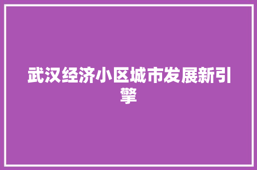 武汉经济小区城市发展新引擎 武汉经济小区城市发展新引擎