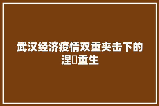 武汉经济疫情双重夹击下的涅槃重生 武汉经济疫情双重夹击下的涅槃重生