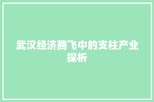 武汉经济腾飞中的支柱产业探析 武汉经济腾飞中的支柱产业探析
