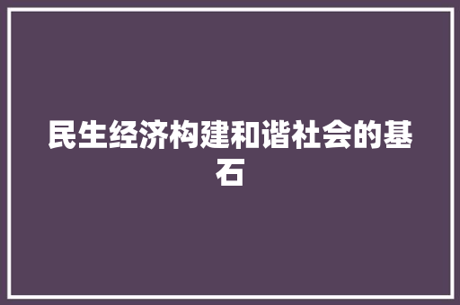 民生经济构建和谐社会的基石 民生经济构建和谐社会的基石