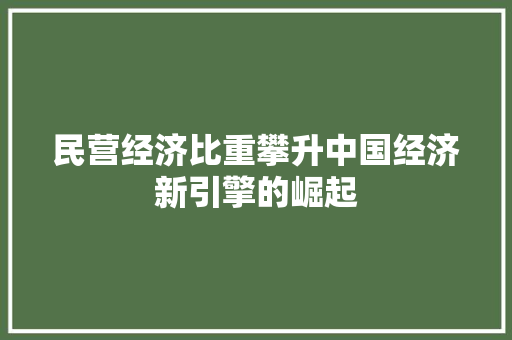 民营经济比重攀升中国经济新引擎的崛起 民营经济比重攀升中国经济新引擎的崛起