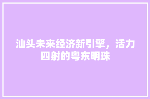 汕头未来经济新引擎,活力四射的粤东明珠 汕头未来经济新引擎,活力四射的粤东明珠