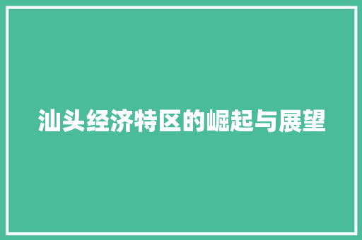 汕头经济特区的崛起与展望 汕头经济特区的崛起与展望