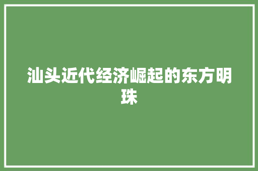 汕头近代经济崛起的东方明珠 汕头近代经济崛起的东方明珠