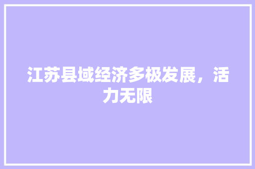 江苏县域经济多极发展，活力无限
