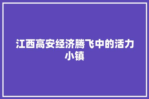 江西高安经济腾飞中的活力小镇 江西高安经济腾飞中的活力小镇