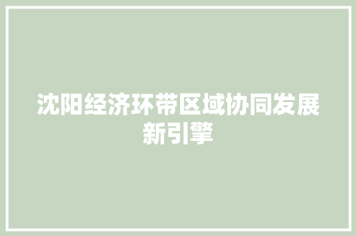 沈阳经济环带区域协同发展新引擎 沈阳经济环带区域协同发展新引擎