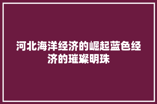 河北海洋经济的崛起蓝色经济的璀璨明珠 河北海洋经济的崛起蓝色经济的璀璨明珠