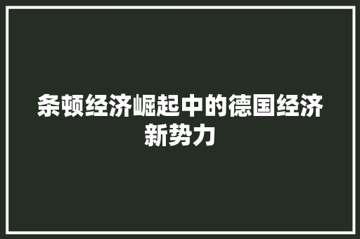 条顿经济崛起中的德国经济新势力 条顿经济崛起中的德国经济新势力
