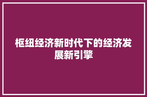 枢纽经济新时代下的经济发展新引擎 枢纽经济新时代下的经济发展新引擎