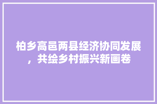 柏乡高邑两县经济协同发展,共绘乡村振兴新画卷 柏乡高邑两县经济协同发展,共绘乡村振兴新画卷