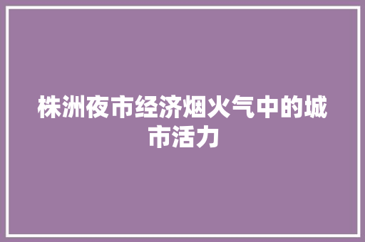 株洲夜市经济烟火气中的城市活力 株洲夜市经济烟火气中的城市活力
