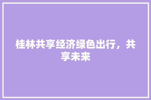 桂林共享经济绿色出行,共享未来 桂林共享经济绿色出行,共享未来