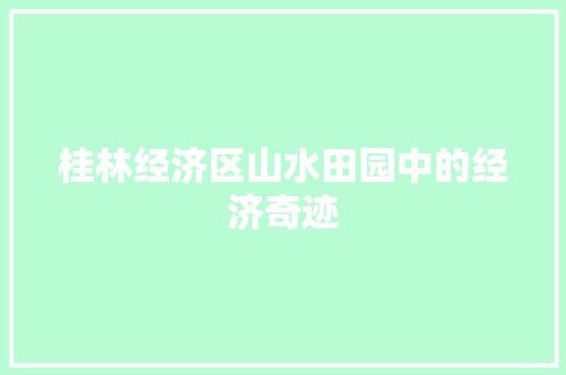 桂林经济区山水田园中的经济奇迹 桂林经济区山水田园中的经济奇迹