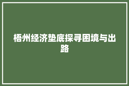梧州经济垫底探寻困境与出路 梧州经济垫底探寻困境与出路