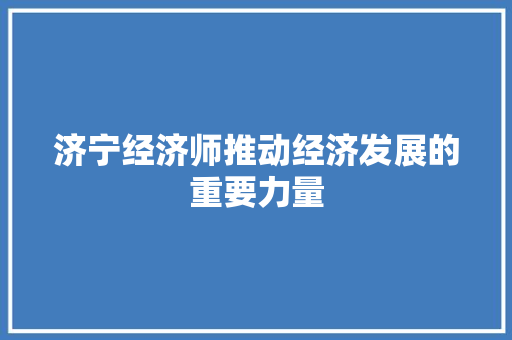 济宁经济师推动经济发展的重要力量 济宁经济师推动经济发展的重要力量