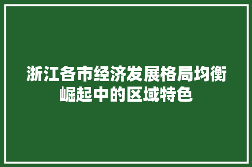 浙江各市经济发展格局均衡崛起中的区域特色 浙江各市经济发展格局均衡崛起中的区域特色