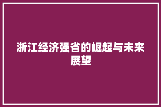 浙江经济强省的崛起与未来展望 浙江经济强省的崛起与未来展望