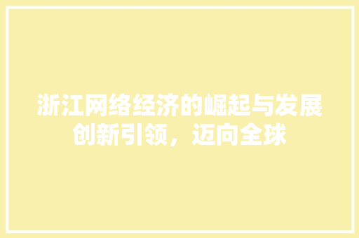 浙江网络经济的崛起与发展创新引领,迈向全球 浙江网络经济的崛起与发展创新引领,迈向全球