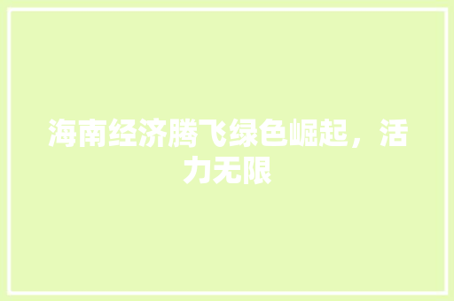 海南经济腾飞绿色崛起,活力无限 海南经济腾飞绿色崛起,活力无限