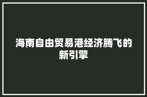 海南自由贸易港经济腾飞的新引擎 海南自由贸易港经济腾飞的新引擎