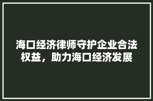 海口经济律师守护企业合法权益,助力海口经济发展 海口经济律师守护企业合法权益,助力海口经济发展
