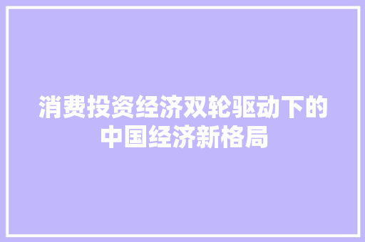 消费投资经济双轮驱动下的中国经济新格局 消费投资经济双轮驱动下的中国经济新格局