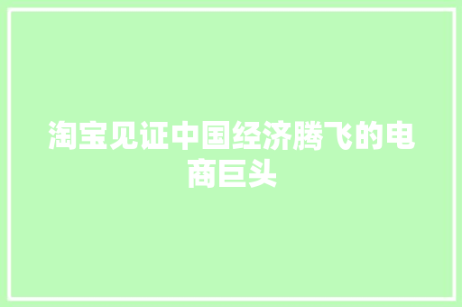 淘宝见证中国经济腾飞的电商巨头 淘宝见证中国经济腾飞的电商巨头