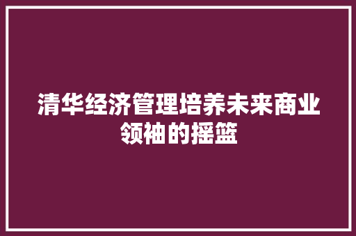 清华经济管理培养未来商业领袖的摇篮 清华经济管理培养未来商业领袖的摇篮