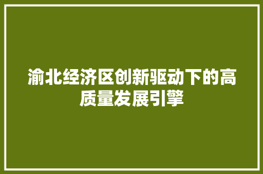 渝北经济区创新驱动下的高质量发展引擎 渝北经济区创新驱动下的高质量发展引擎