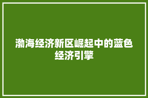 渤海经济新区崛起中的蓝色经济引擎 渤海经济新区崛起中的蓝色经济引擎