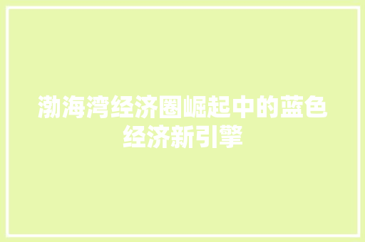 渤海湾经济圈崛起中的蓝色经济新引擎 渤海湾经济圈崛起中的蓝色经济新引擎