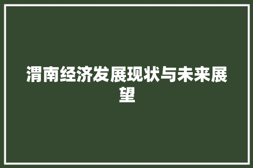 渭南经济发展现状与未来展望 渭南经济发展现状与未来展望
