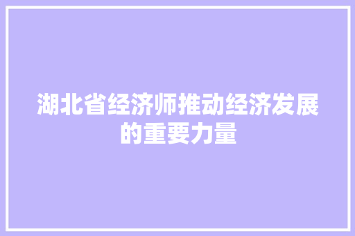 湖北省经济师推动经济发展的重要力量 湖北省经济师推动经济发展的重要力量