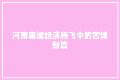 河南襄城经济腾飞中的古城新篇 河南襄城经济腾飞中的古城新篇