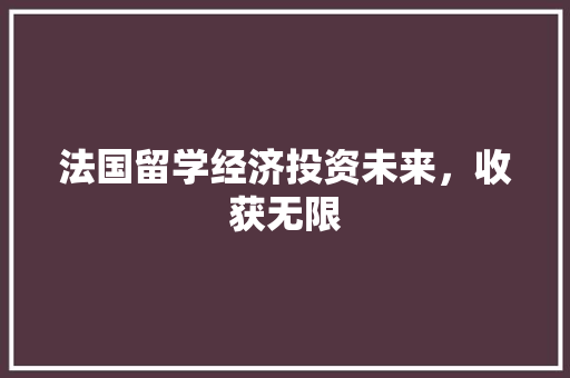 法国留学经济投资未来，收获无限
