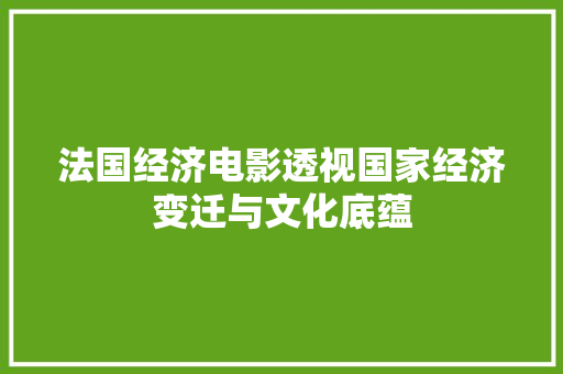 法国经济电影透视国家经济变迁与文化底蕴 法国经济电影透视国家经济变迁与文化底蕴