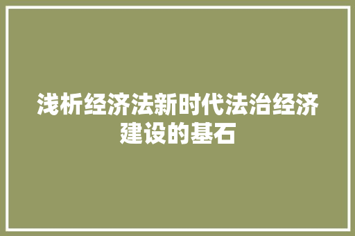 浅析经济法新时代法治经济建设的基石 浅析经济法新时代法治经济建设的基石