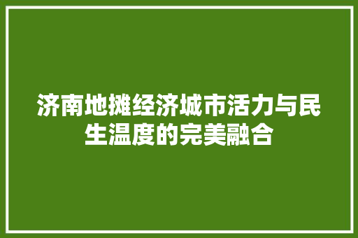 济南地摊经济城市活力与民生温度的完美融合