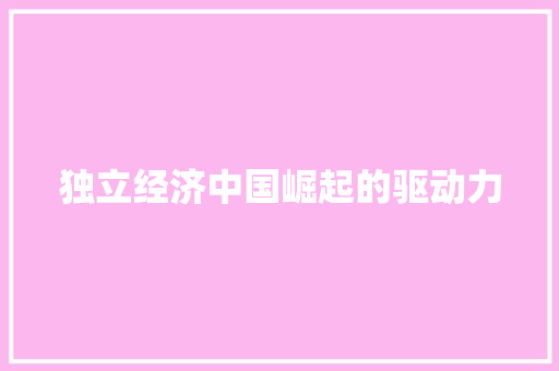 独立经济中国崛起的驱动力 独立经济中国崛起的驱动力