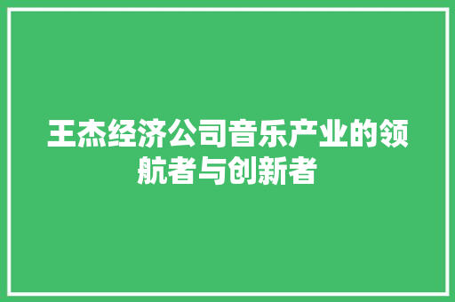 王杰经济公司音乐产业的领航者与创新者 王杰经济公司音乐产业的领航者与创新者