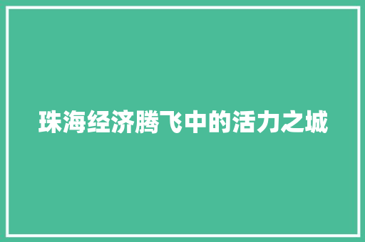 珠海经济腾飞中的活力之城 珠海经济腾飞中的活力之城