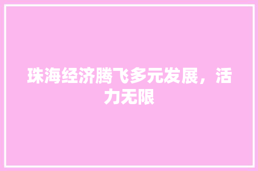 珠海经济腾飞多元发展,活力无限 珠海经济腾飞多元发展,活力无限