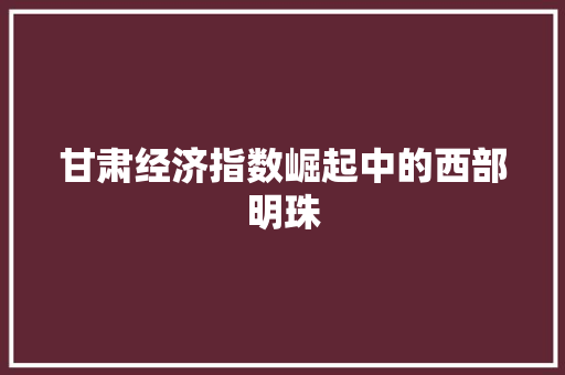 甘肃经济指数崛起中的西部明珠 甘肃经济指数崛起中的西部明珠