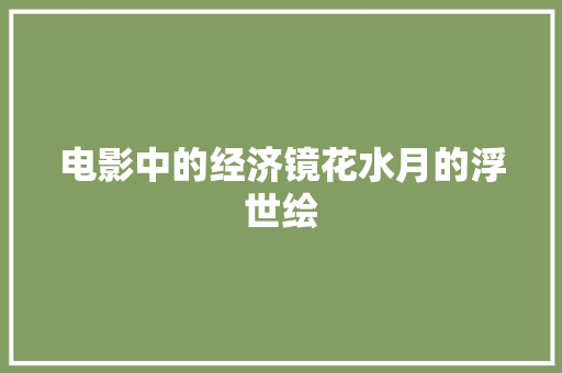 电影中的经济镜花水月的浮世绘 电影中的经济镜花水月的浮世绘