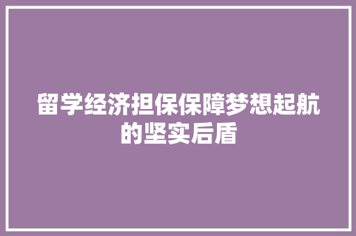留学经济担保保障梦想起航的坚实后盾 留学经济担保保障梦想起航的坚实后盾