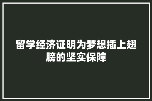 留学经济证明为梦想插上翅膀的坚实保障 留学经济证明为梦想插上翅膀的坚实保障